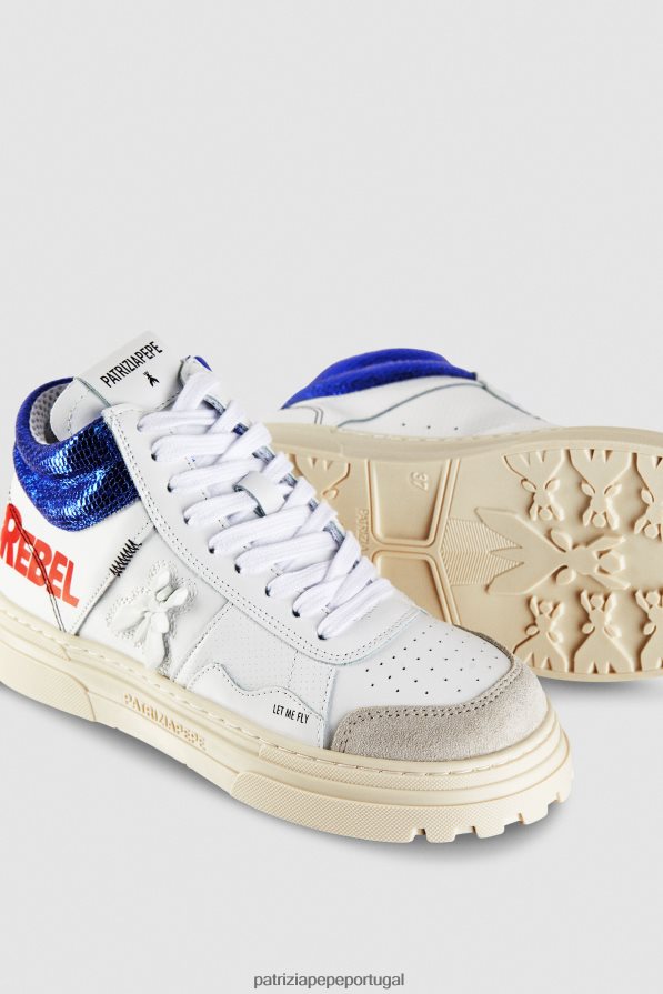 Patrizia Pepe mulheres tênis cano alto em couro branco rebelde calçados TX086V840