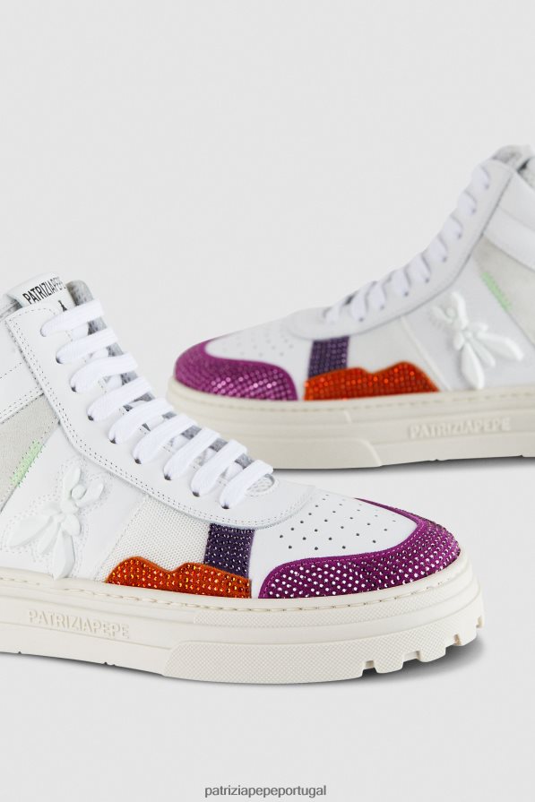 Patrizia Pepe mulheres tênis com strass strass branco e fúcsia calçados TX086V863