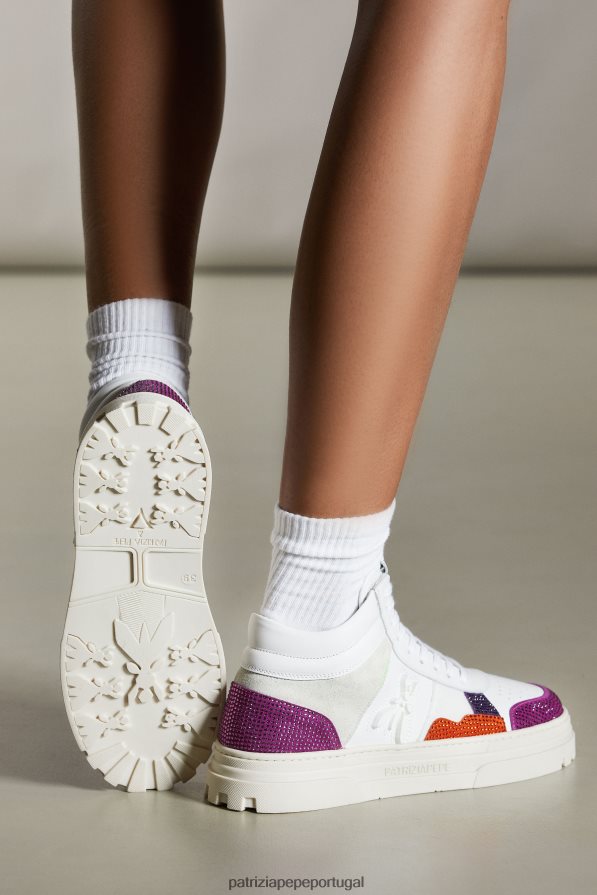 Patrizia Pepe mulheres tênis com strass strass branco e fúcsia calçados TX086V863