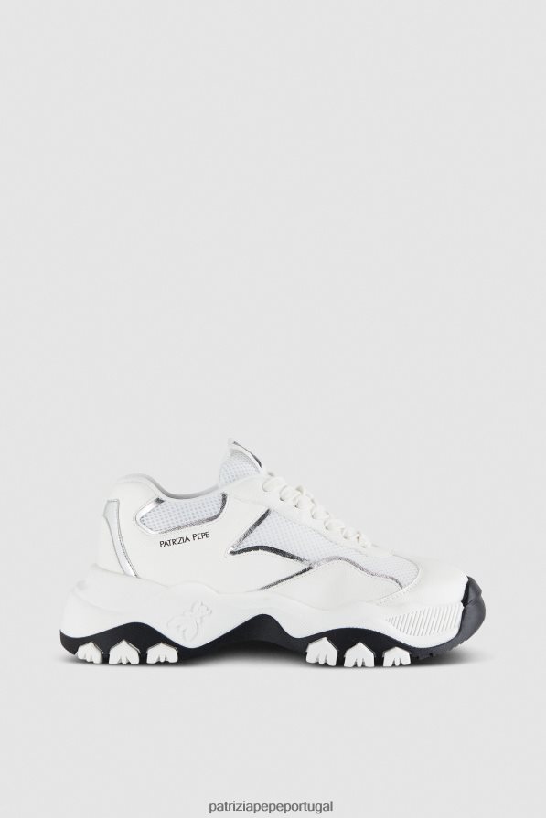 Patrizia Pepe mulheres tênis pepe em tecido prata branca calçados TX086V883