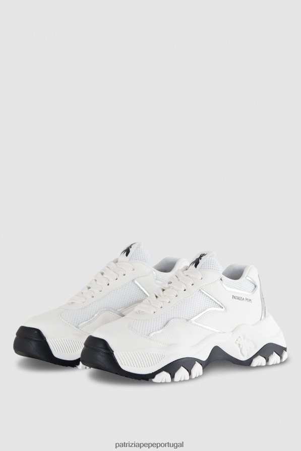 Patrizia Pepe mulheres tênis pepe em tecido prata branca calçados TX086V883