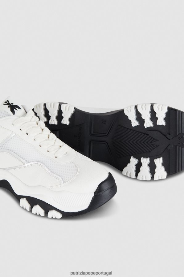 Patrizia Pepe mulheres tênis pepe em tecido prata branca calçados TX086V883