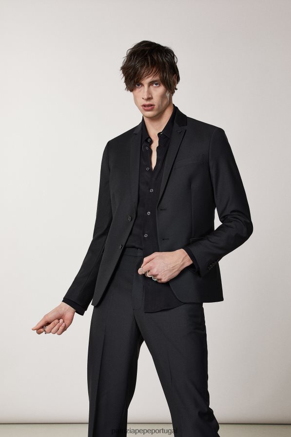 Patrizia Pepe homens blazer de lã legal forrado nero vinilo vestuário TX086V1035