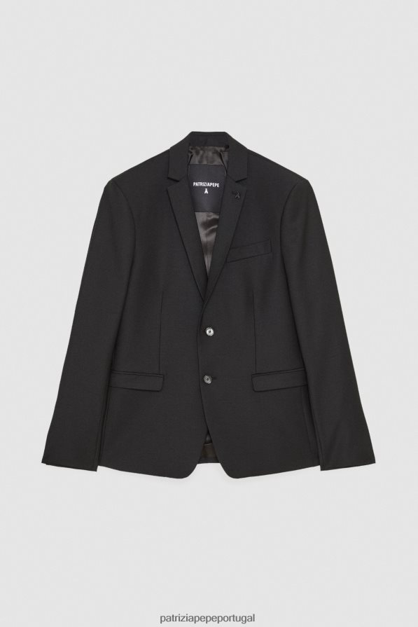 Patrizia Pepe homens blazer de lã legal forrado nero vinilo vestuário TX086V1035