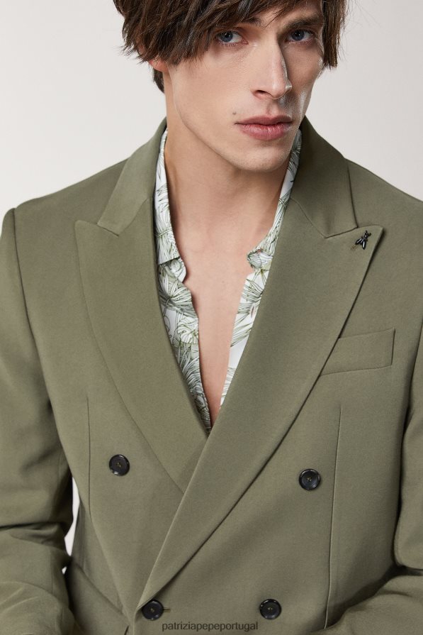 Patrizia Pepe homens blazer de sarja trespassado azeitona capuleto vestuário TX086V1004