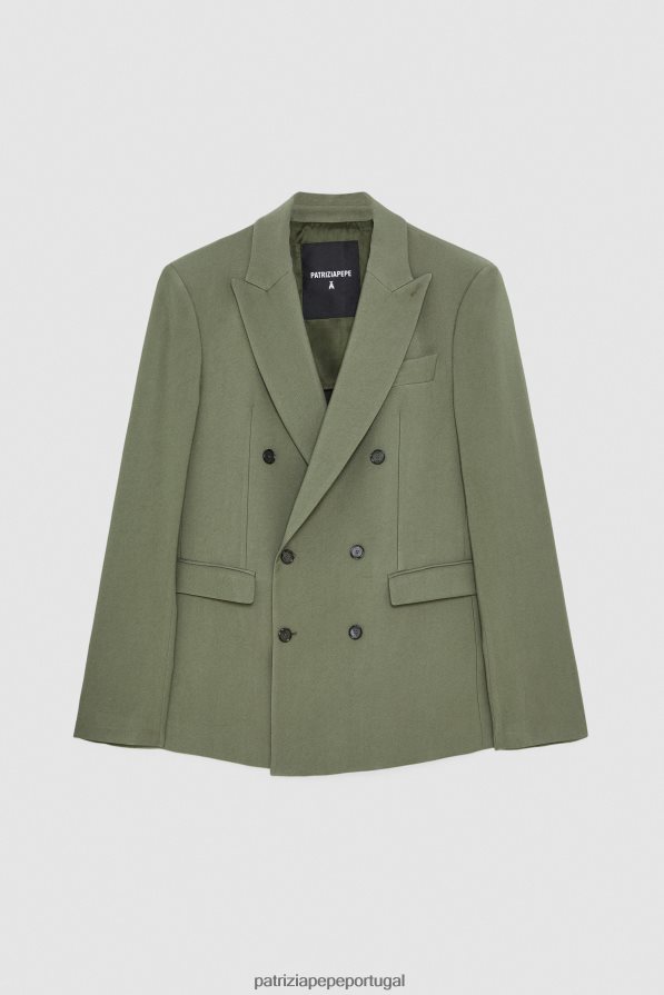 Patrizia Pepe homens blazer de sarja trespassado azeitona capuleto vestuário TX086V1004