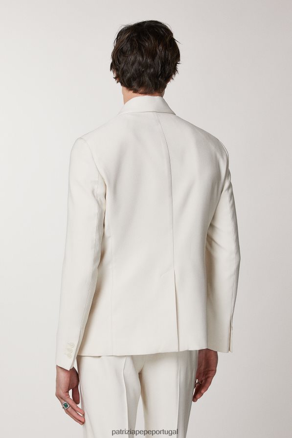 Patrizia Pepe homens blazer de sarja trespassado branco amanteigado vestuário TX086V1016