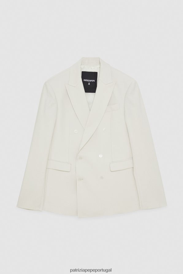 Patrizia Pepe homens blazer de sarja trespassado branco amanteigado vestuário TX086V1016