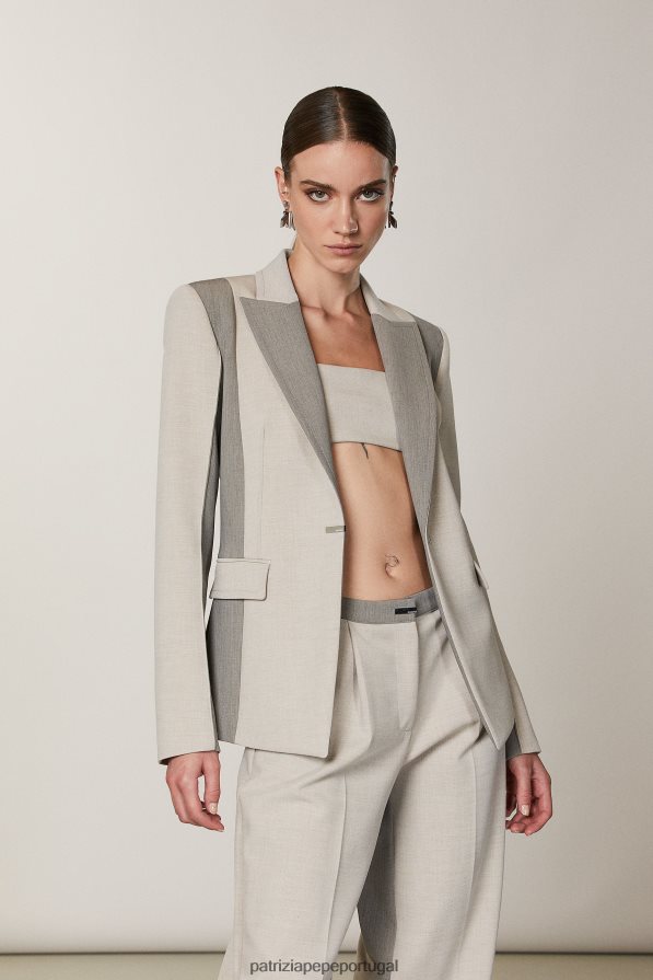 Patrizia Pepe mulheres Casaco feminino com 1 botão mistura natural vestuário TX086V425