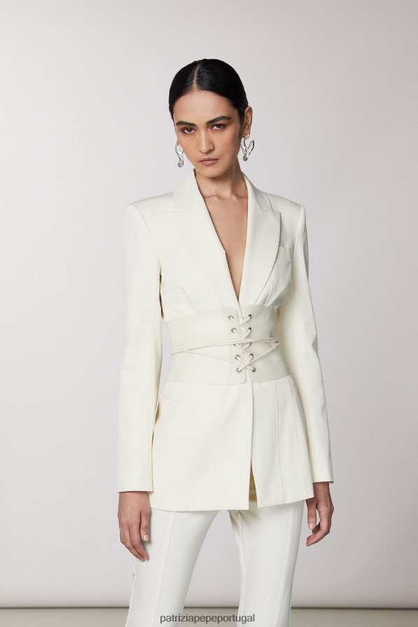 Patrizia Pepe mulheres Casaco fino com 1 botão coco branco vestuário TX086V284