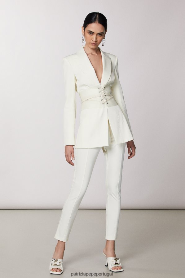 Patrizia Pepe mulheres Casaco fino com 1 botão coco branco vestuário TX086V284