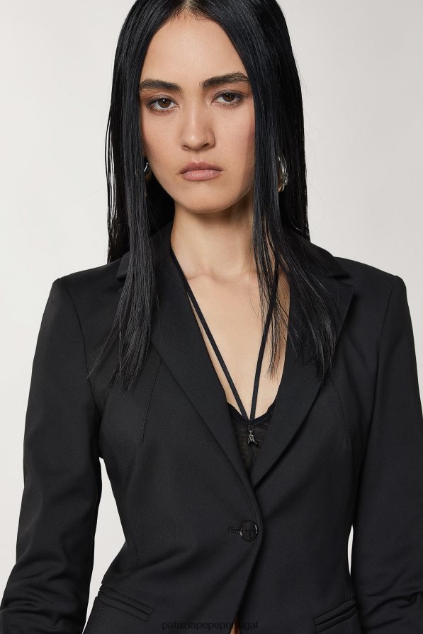 Patrizia Pepe mulheres Jaqueta com 1 botão Nero vestuário TX086V358
