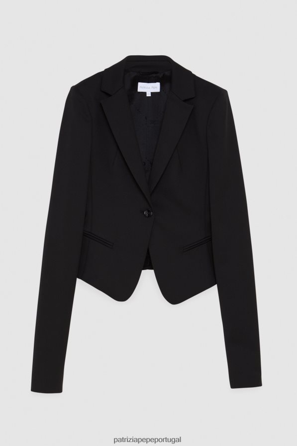 Patrizia Pepe mulheres Jaqueta com 1 botão Nero vestuário TX086V358