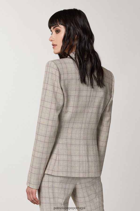 Patrizia Pepe mulheres Jaqueta com 1 botão xadrez bege primavera vestuário TX086V490