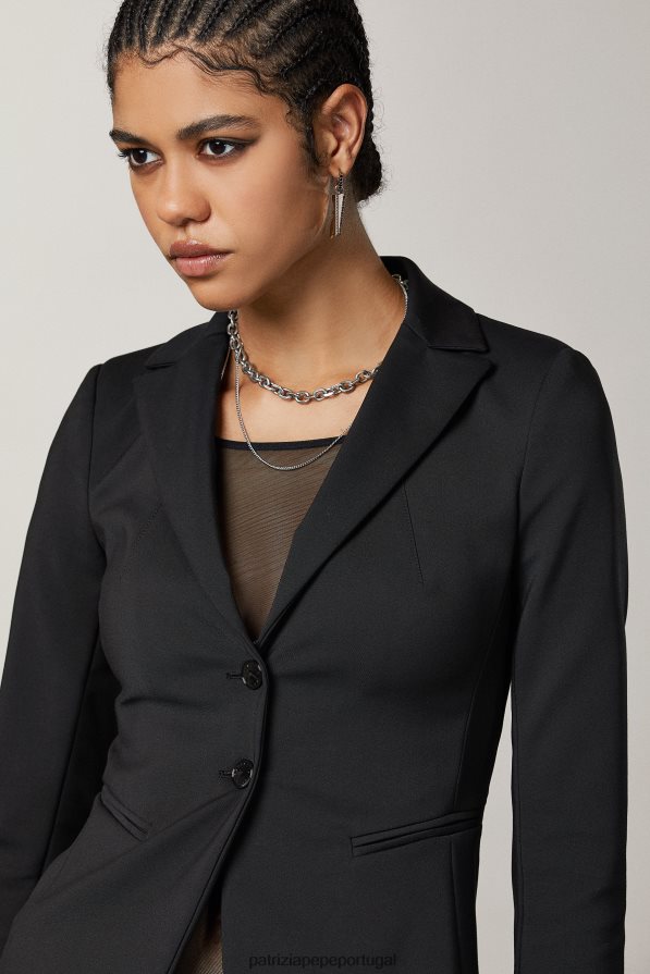 Patrizia Pepe mulheres Jaqueta slim de 2 botões Nero vestuário TX086V572