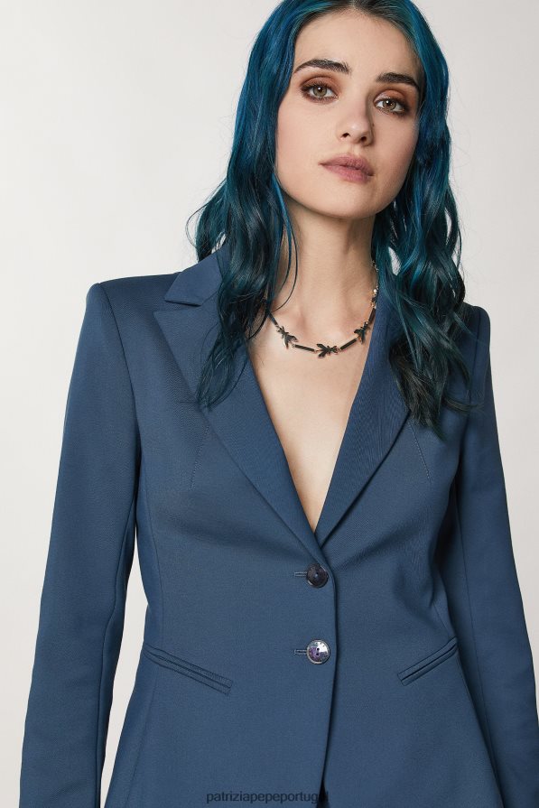 Patrizia Pepe mulheres Jaqueta slim de 2 botões azul gasolina vestuário TX086V139