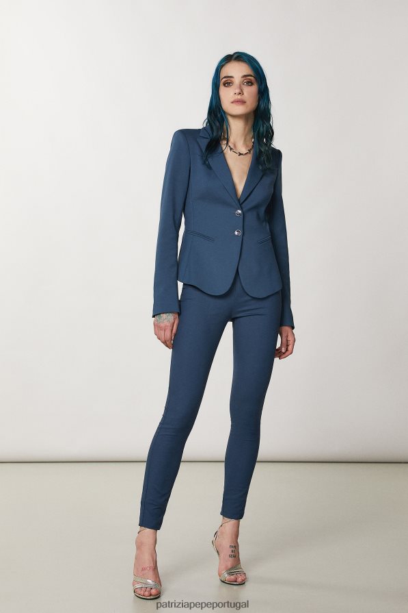 Patrizia Pepe mulheres Jaqueta slim de 2 botões azul gasolina vestuário TX086V139