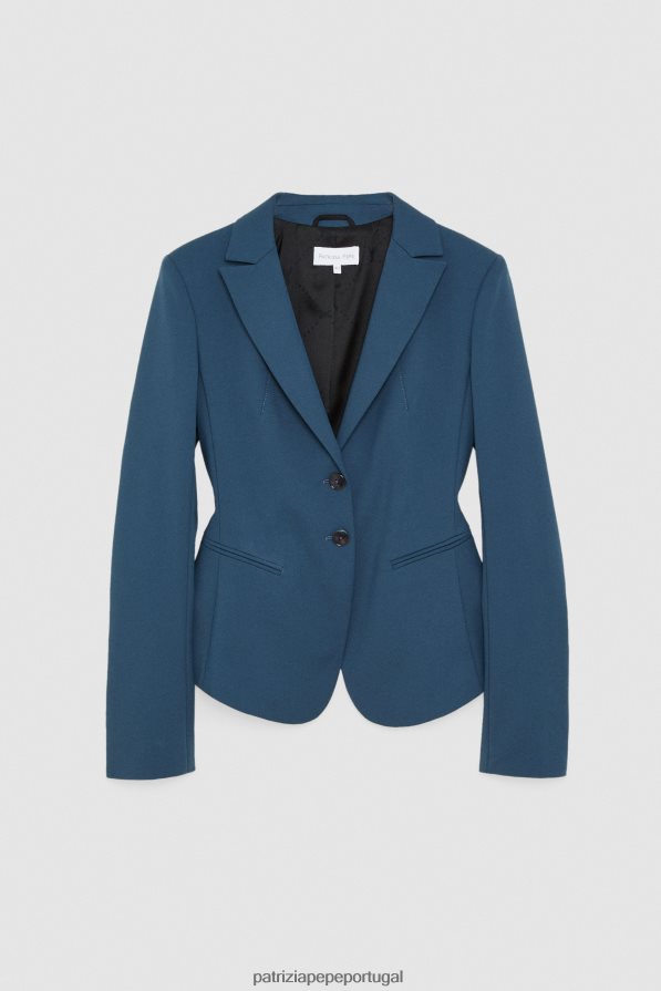 Patrizia Pepe mulheres Jaqueta slim de 2 botões azul gasolina vestuário TX086V139
