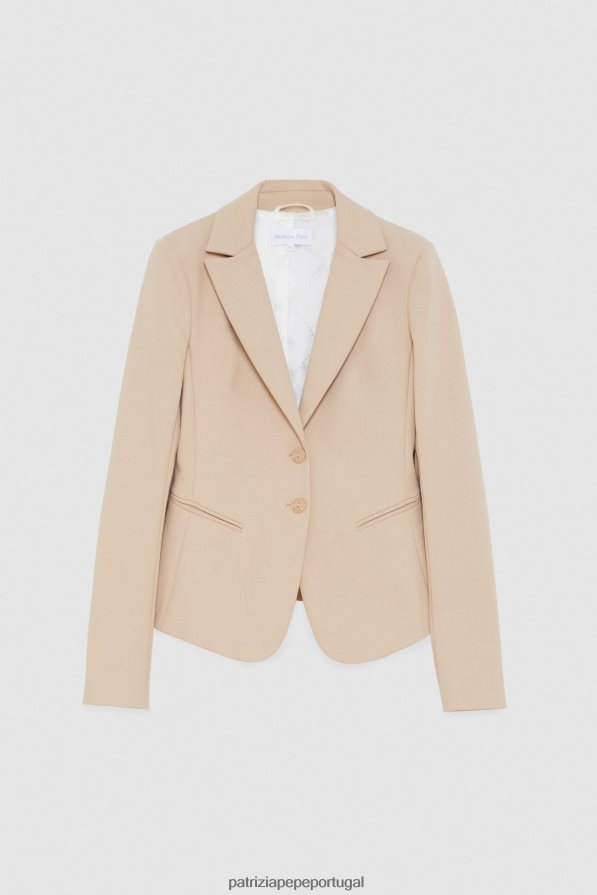 Patrizia Pepe mulheres Jaqueta slim de 2 botões triking bege vestuário TX086V562