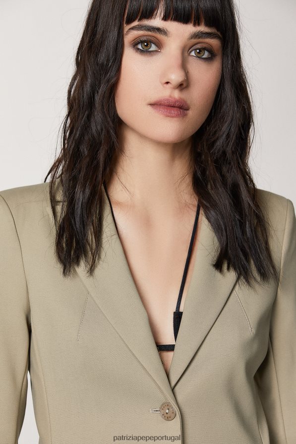Patrizia Pepe mulheres Jaqueta slim de 2 botões verde sálvia vestuário TX086V461