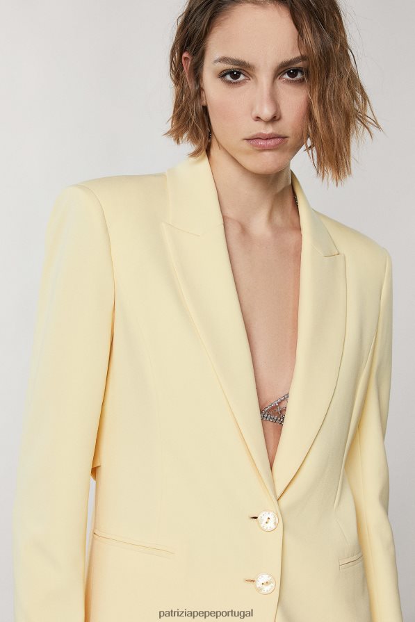 Patrizia Pepe mulheres blazer com detalhe nas costas clareza amarelo vestuário TX086V295