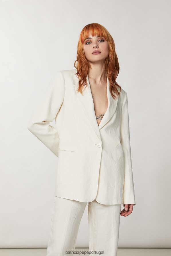 Patrizia Pepe mulheres blazer namorado linho branco vestuário TX086V230