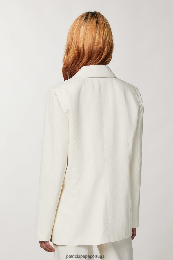 Patrizia Pepe mulheres blazer namorado linho branco vestuário TX086V230