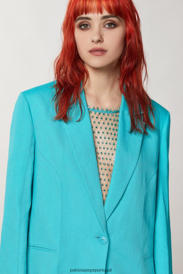 Patrizia Pepe mulheres blazer namorado verde água vestuário TX086V208