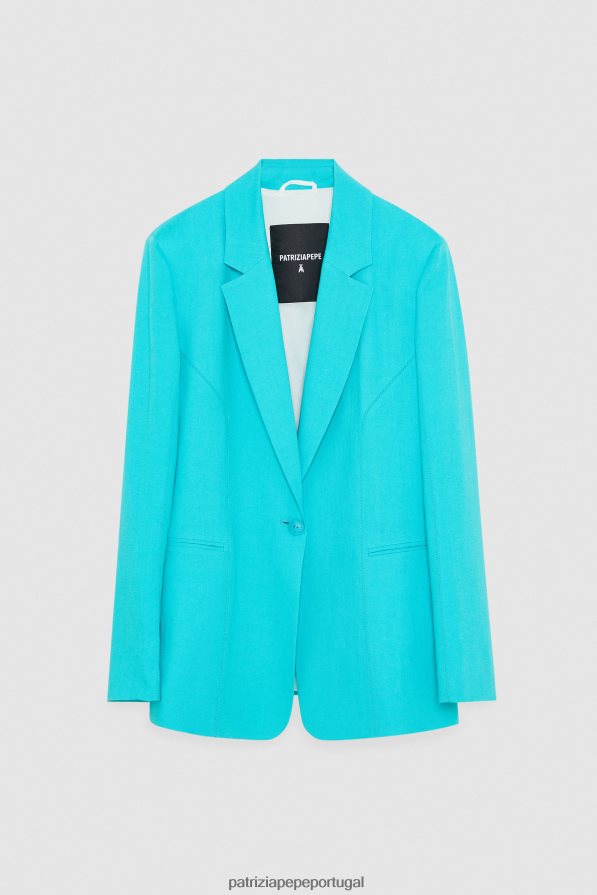 Patrizia Pepe mulheres blazer namorado verde água vestuário TX086V208