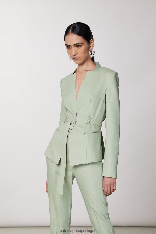 Patrizia Pepe mulheres jaqueta com cinto sálvia verde fresca vestuário TX086V377