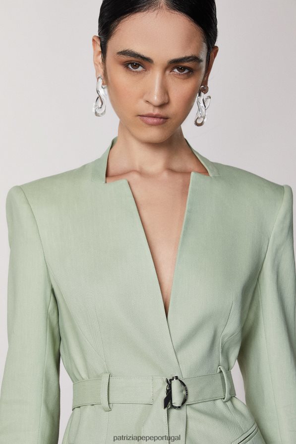 Patrizia Pepe mulheres jaqueta com cinto sálvia verde fresca vestuário TX086V377