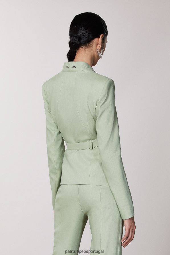 Patrizia Pepe mulheres jaqueta com cinto sálvia verde fresca vestuário TX086V377