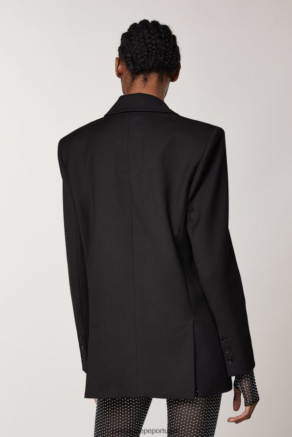 Patrizia Pepe mulheres jaqueta com lapela de strass Nero vestuário TX086V566