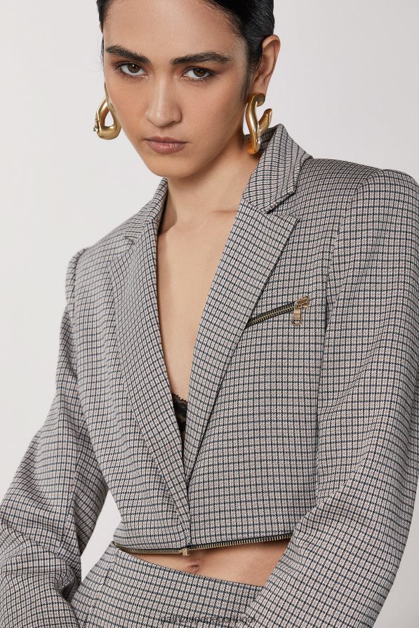 Patrizia Pepe mulheres jaqueta com zíper bege/preto vestuário TX086V483