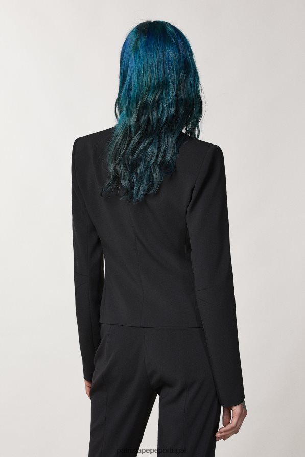 Patrizia Pepe mulheres jaqueta crepe essencial Nero vestuário TX086V105