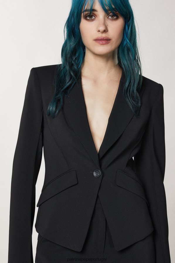 Patrizia Pepe mulheres jaqueta crepe essencial Nero vestuário TX086V105