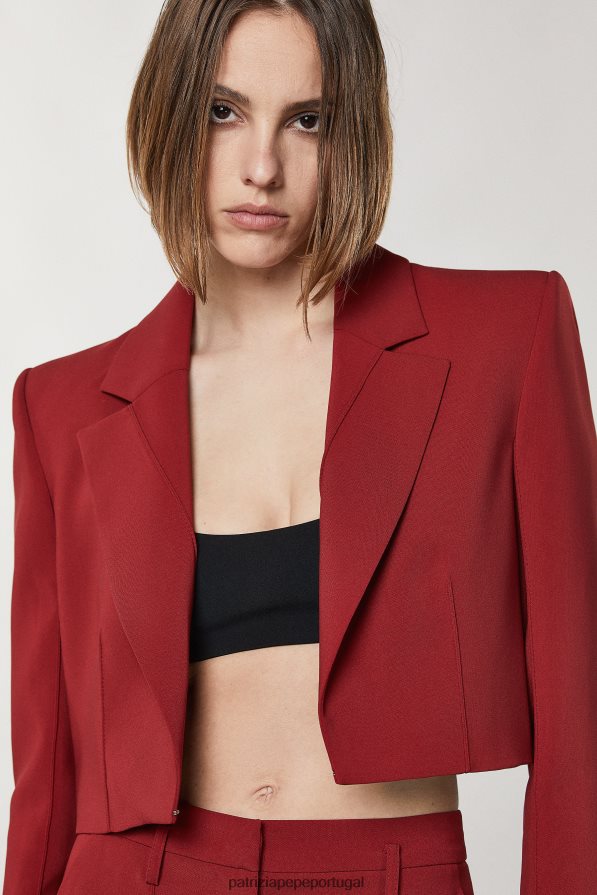 Patrizia Pepe mulheres jaqueta cropped essencial vermelho marciano vestuário TX086V79