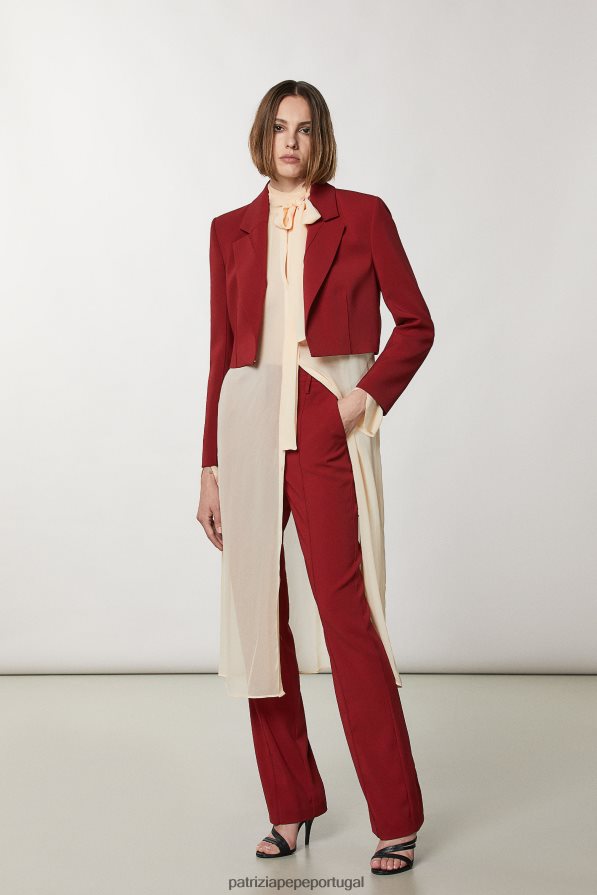 Patrizia Pepe mulheres jaqueta cropped essencial vermelho marciano vestuário TX086V79