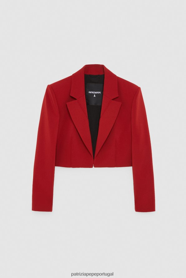 Patrizia Pepe mulheres jaqueta cropped essencial vermelho marciano vestuário TX086V79