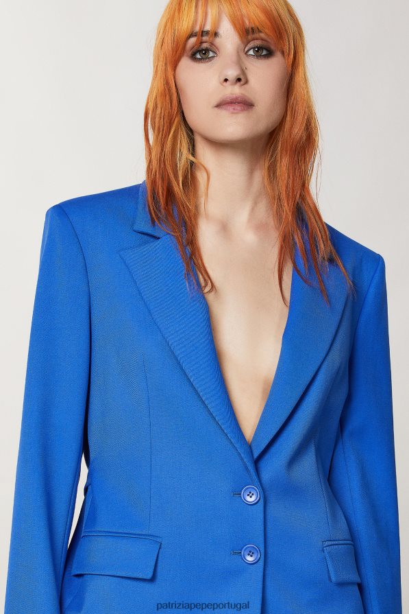 Patrizia Pepe mulheres jaqueta de flanela com dois botões raio azul vestuário TX086V3