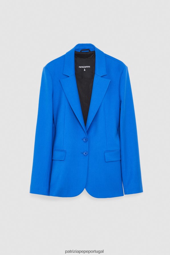 Patrizia Pepe mulheres jaqueta de flanela com dois botões raio azul vestuário TX086V3