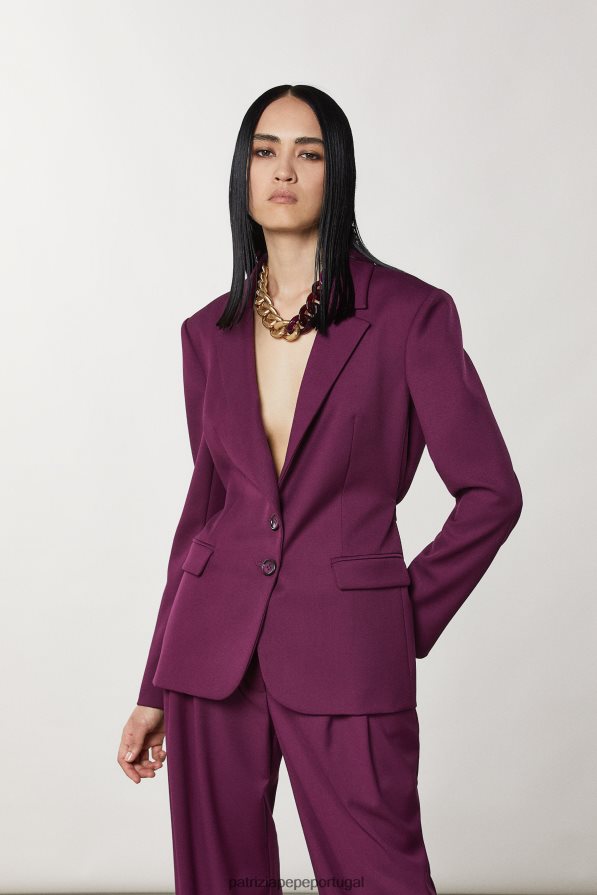 Patrizia Pepe mulheres jaqueta de flanela com dois botões roxo futurista vestuário TX086V38
