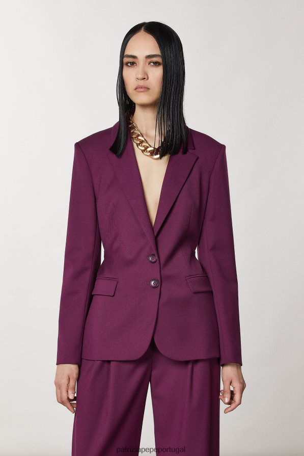 Patrizia Pepe mulheres jaqueta de flanela com dois botões roxo futurista vestuário TX086V38