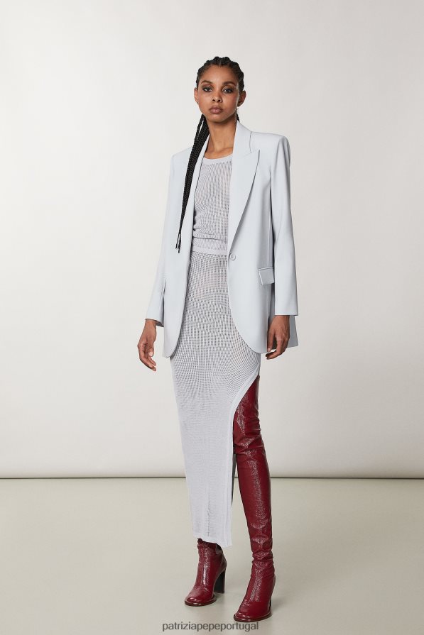 Patrizia Pepe mulheres jaqueta essencial de 1 botão cinza mineral vestuário TX086V127