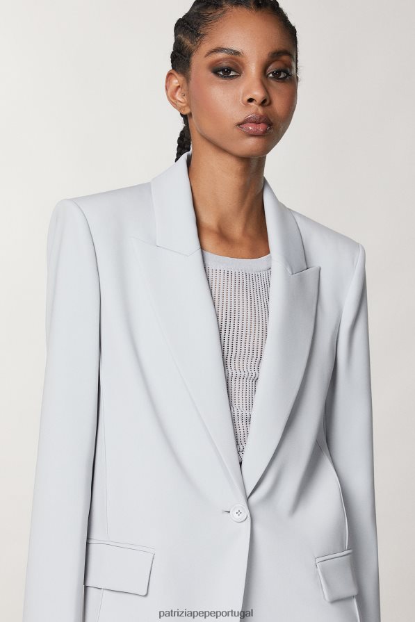 Patrizia Pepe mulheres jaqueta essencial de 1 botão cinza mineral vestuário TX086V127