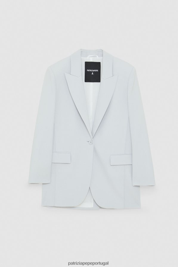 Patrizia Pepe mulheres jaqueta essencial de 1 botão cinza mineral vestuário TX086V127