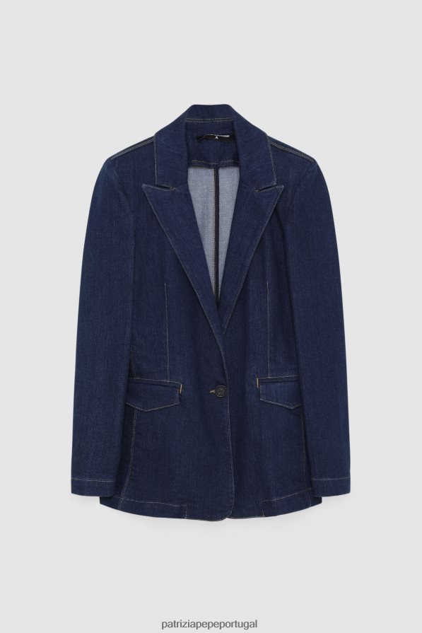 Patrizia Pepe mulheres jaqueta jeans essencial enxaguar jeans azul vestuário TX086V395