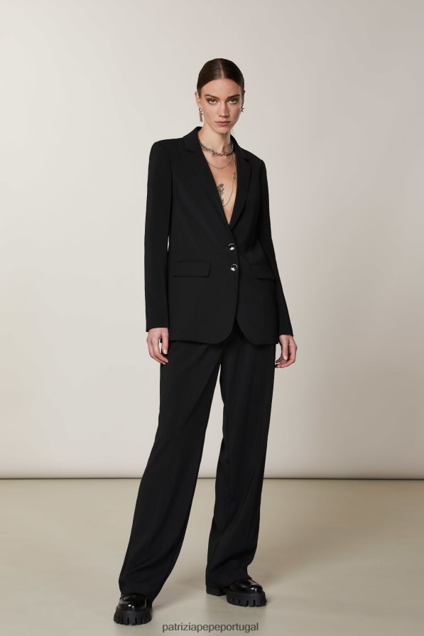 Patrizia Pepe mulheres jaqueta namorado essencial Nero vestuário TX086V575