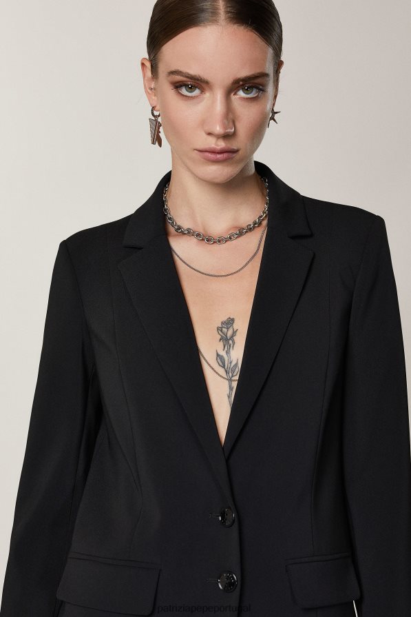 Patrizia Pepe mulheres jaqueta namorado essencial Nero vestuário TX086V575