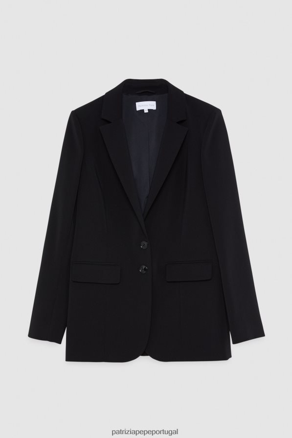 Patrizia Pepe mulheres jaqueta namorado essencial Nero vestuário TX086V575